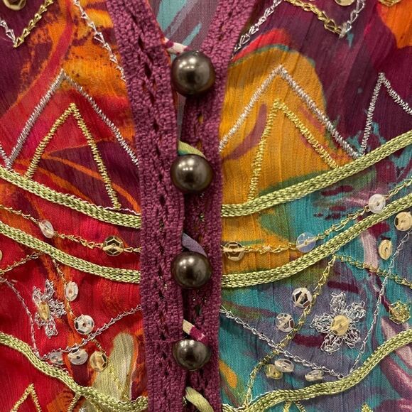 Lane Bryant Semi Sheer Floral Sequins Long Sleeve Top.Size 26/28 - Picture 10 of 14